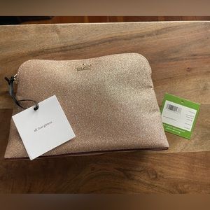 KATE SPADE GLITTER COSMETIC DOME IN ROSE GOLD
